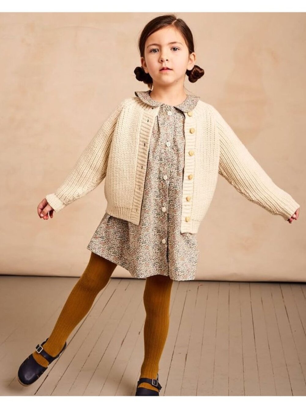 MABO KIDS Fisherman Rib Andrean Highland Wool Cardigan Sz 10/11 Eggshell